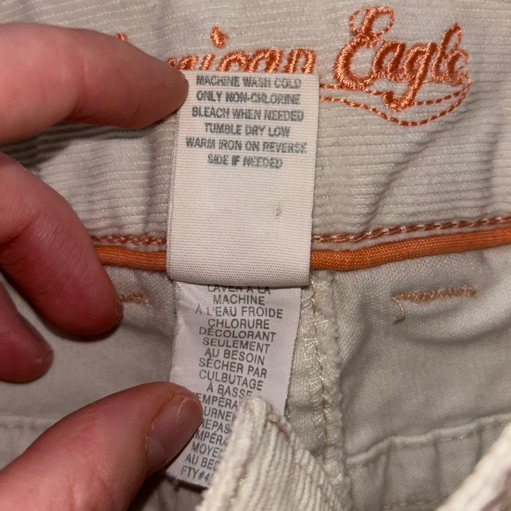 Vintage Y2K American Eagle Corduroy Mid-Rise White Pants - Picture 10 of 13